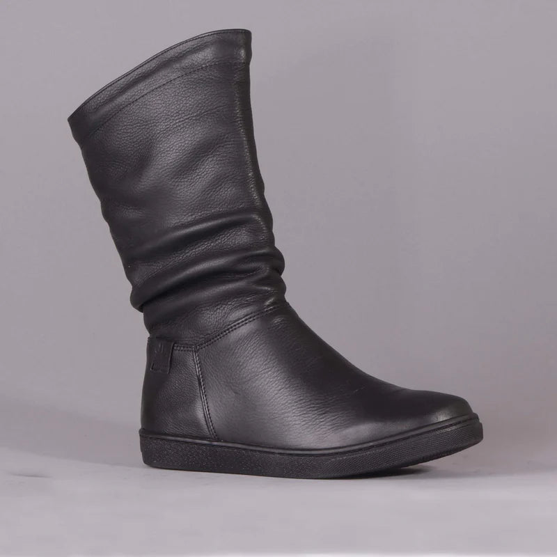 10970 - RUCHED FLAT MID-CALF BOOT